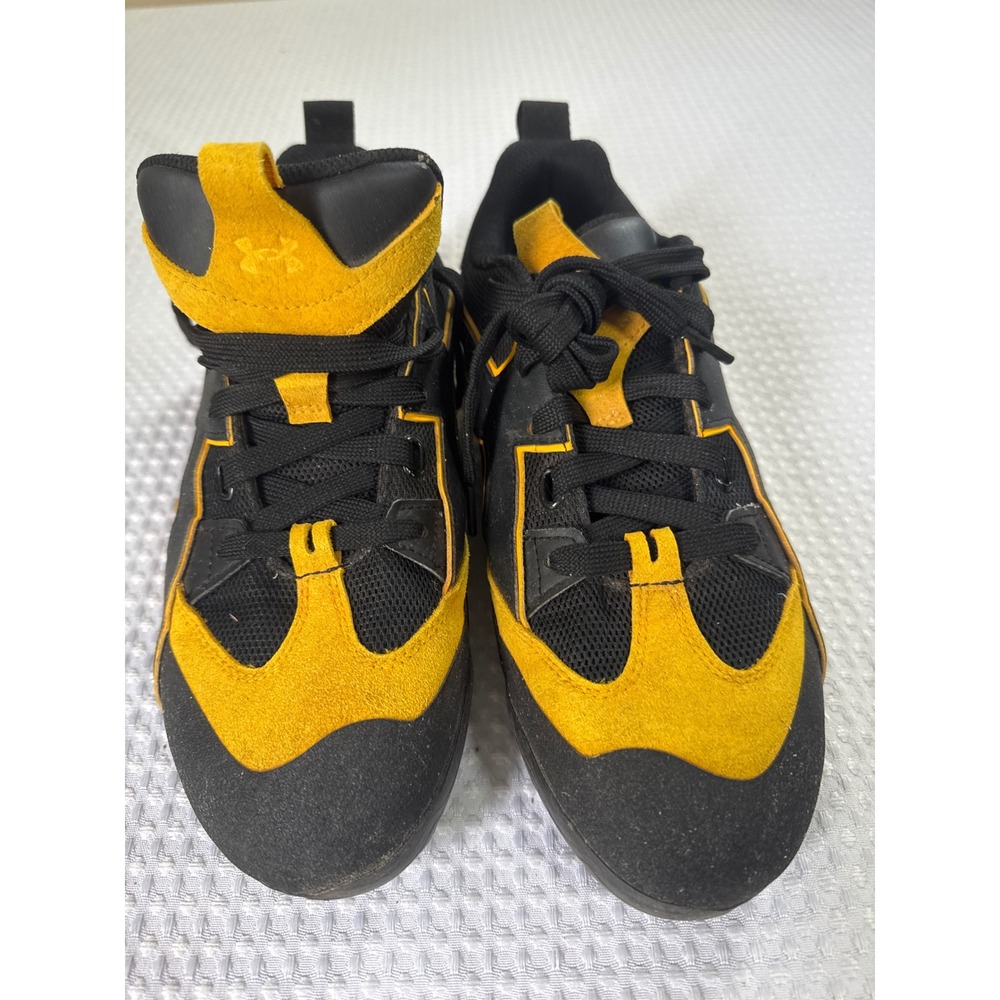 Under Armour Shoes Mens 7.5 6010140-002 Black Yellow Athletic EUC